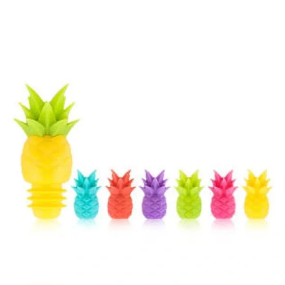 NWT Colorful Pineapple Wine Cups Identifier Set - Picture 5 of 6